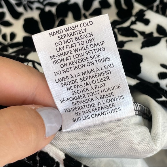 Sloane & Sadie XS black and white velvet textured ruffle hem flare top - Picture 7 of 12